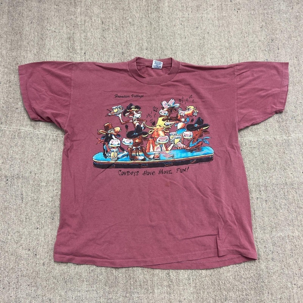 Vintage‎ Cowboys Have More Fun Shirt Mens XL 1990s Frontier Village